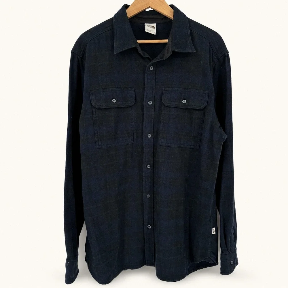 The North Face Mens XL Arroyo Button Down Flannel Shirt Plaid Utility Gorp Cabin
